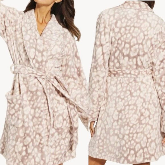 Soma Robe Leopard Plush Jaquar Spots Neutral Beige Taupe L/XL NWT 🤎 RETAIL $84- - Picture 1 of 10